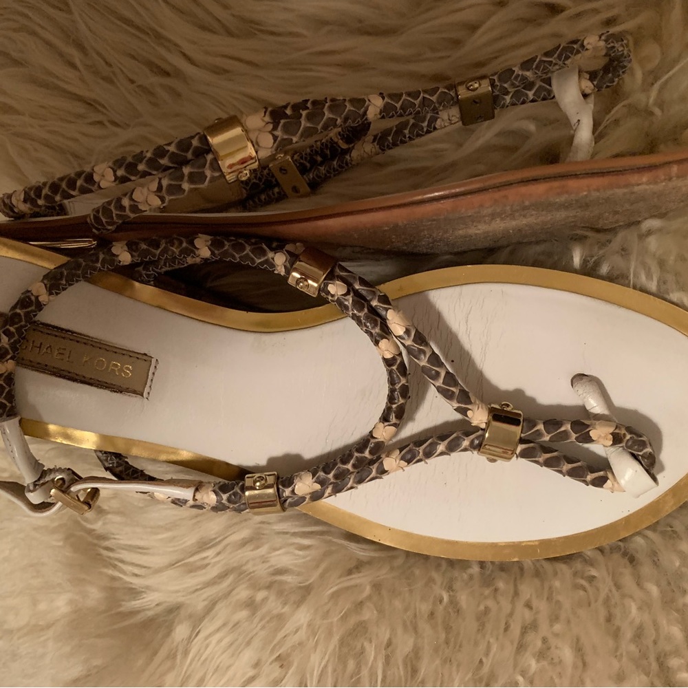 Mk Collection White Python Hartley Thong Sandles - image 3